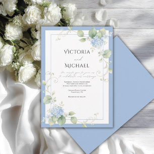 Blue Hydrangeas Floral Elegant Wedding Invitation