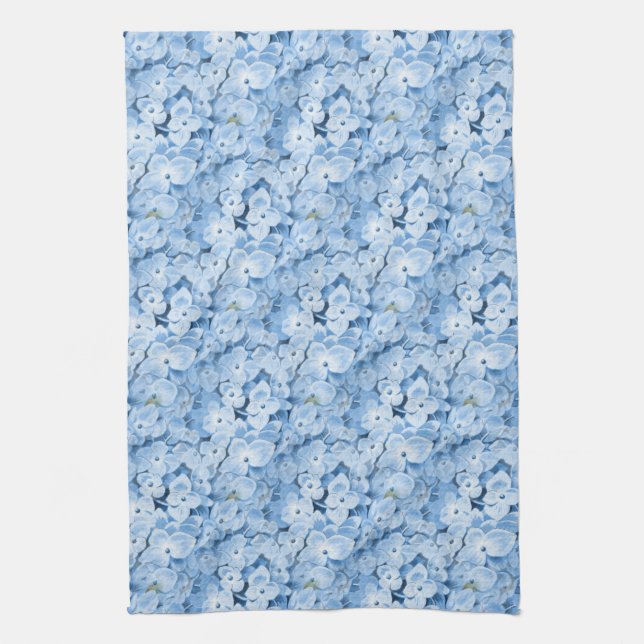 Blue Hydrangeas Floral Kitchen Towel (Vertical)