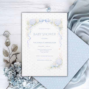 Blue Hydrangeas Floral Vintage Baby Shower Invitation