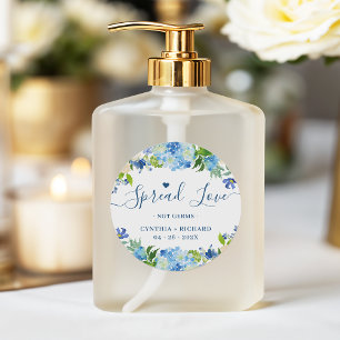 Blue Hydrangeas Floral Wedding Favour Sanitizer Classic Round Sticker