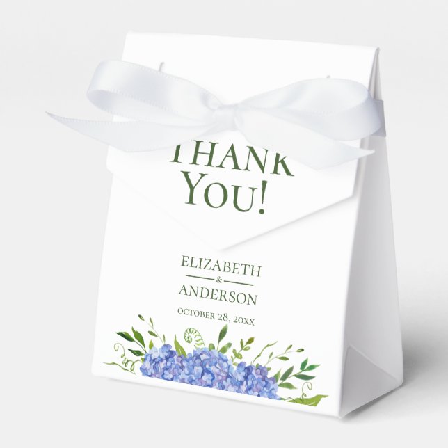 Blue Hydrangeas Floral Wedding Thank You Favour Box (Front Side)