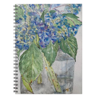 Blue Hydrangeas in Water spiral notebook