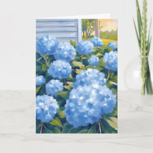 Blue Hydrangeas New England Watercolor Card