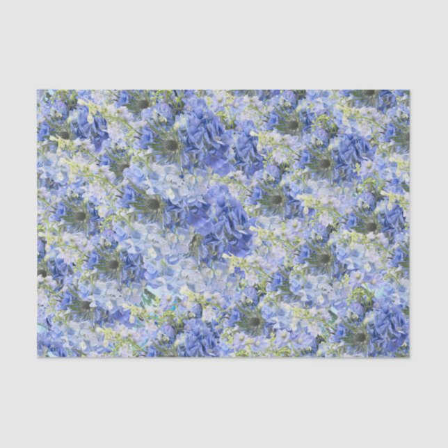 Blue Hydrangeas Pattern Tissue Paper (Front)