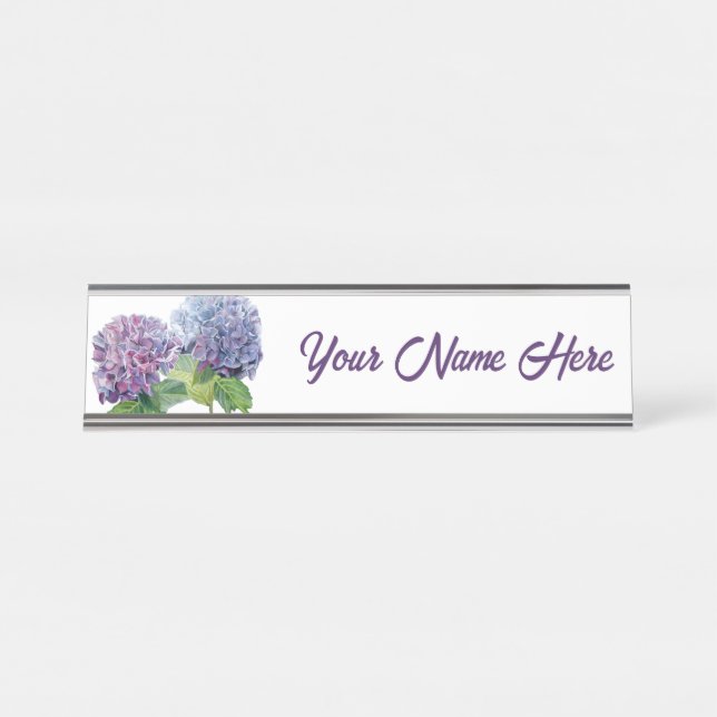 Blue Hydrangeas Personalized Nameplate (Front)