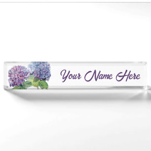 Blue Hydrangeas Personalized Nameplate