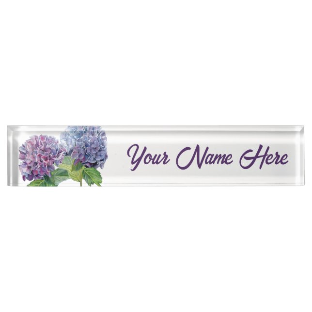 Blue Hydrangeas Personalized Nameplate (Front)