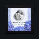 Blue Hydrangeas Photo Wedding Gift Box<br><div class="desc">A chic blue hydrangeas gift box to match your Wedding Invitations. Fully CUSTOMIZABLE and ready for you to personalise the text, font and colours the way you have dreamed. If you need help with this design, please contact me and I will be happy to help you. Perfect as a Wedding...</div>