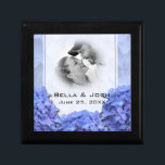 Blue Hydrangeas Photo Wedding Gift Box<br><div class="desc">A chic blue hydrangeas gift box to match your Wedding Invitations. Fully CUSTOMIZABLE and ready for you to personalise the text, font and colours the way you have dreamed. If you need help with this design, please contact me and I will be happy to help you. Perfect as a Wedding...</div>
