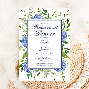 Blue Hydrangeas Rehearsal Dinner Invitation