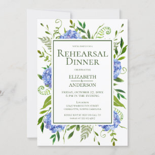 Blue Hydrangeas Rehearsal Dinner Invitation