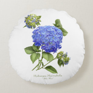 Blue Hydrangeas Round Cushion