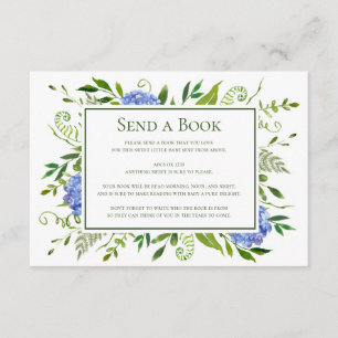 Blue Hydrangeas Send a Book Virtual Baby Shower Enclosure Card