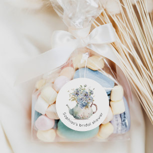 Blue Hydrangeas tea party bridal shower Classic Round Sticker