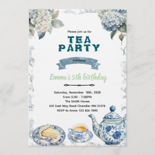 Blue Hydrangeas tea party Invitation