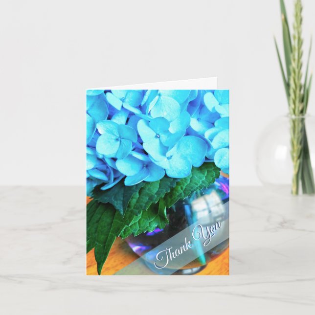 Blue Hydrangeas Thank You NoteCard (Front)