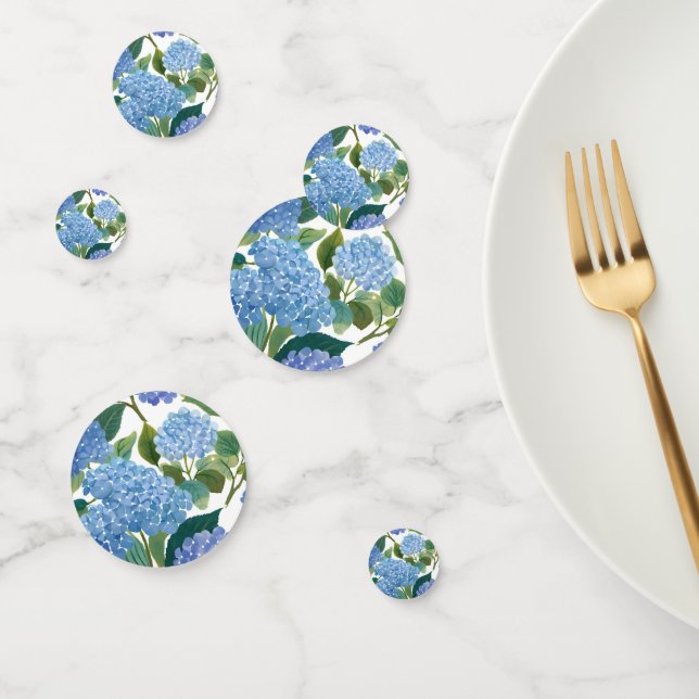 Blue Hydrangeas Watercolor Floral Confetti (Group)