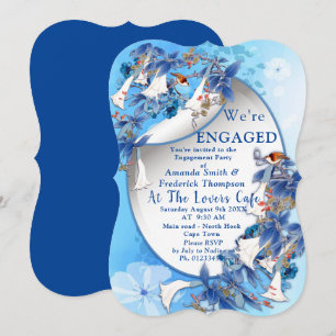 Blue Hydrangeas Watercolor Flowers Engagement Invitation