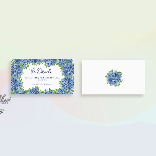 Blue Hydrangeas Watercolor Wedding Details Website Enclosure Card (Creator Uploaded)