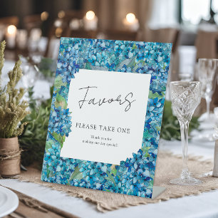 Blue Hydrangeas Wedding Favors Please Take One Pedestal Sign