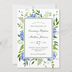 Blue Hydrangeas Wedding Invitation
