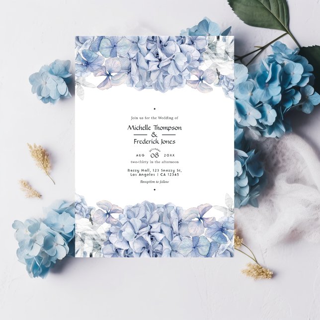 Blue Hydrangeas Wedding Invitation (Creator Uploaded)