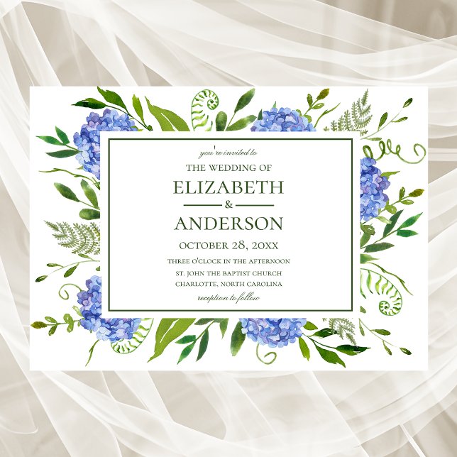 Blue Hydrangeas  Wedding Invitation (Creator Uploaded)