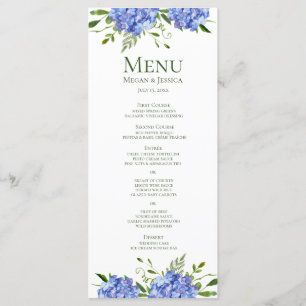 Blue Hydrangeas Wedding Menu