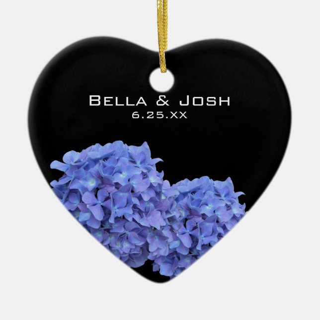 Blue Hydrangeas Wedding Ornament (Front)