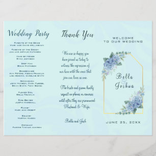 Blue Hydrangeas Wedding Program Flyer