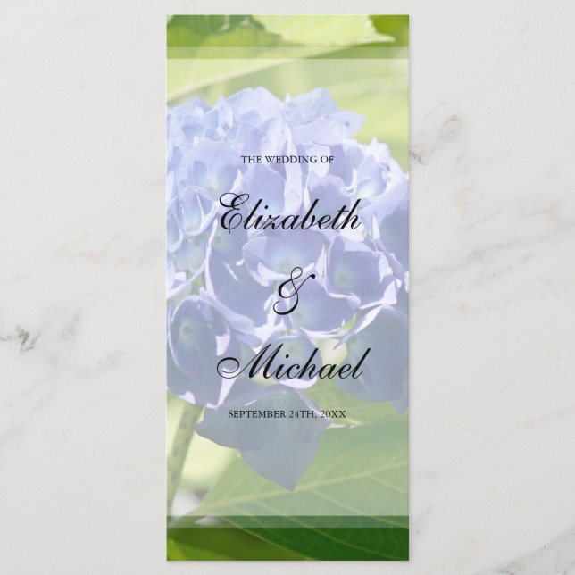 Blue Hydrangeas Wedding Program Programme (Front)