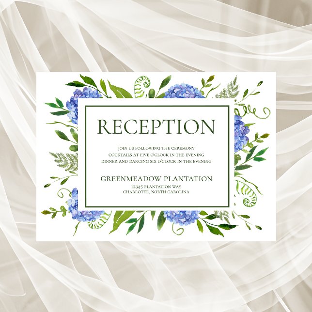 Blue Hydrangeas Wedding Reception Enclosure Card (Creator Uploaded)