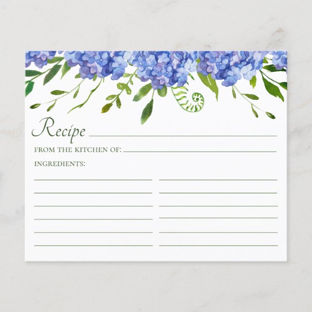 Blue Hydrangeas Wedding Recipe  (Front)