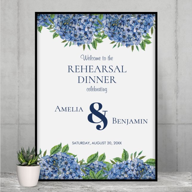Blue Hydrangeas Wedding Rehearsal Dinner Sign (Creator Uploaded)