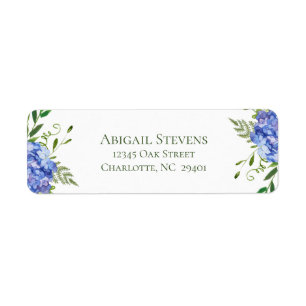 Blue Hydrangeas Wedding Return Address