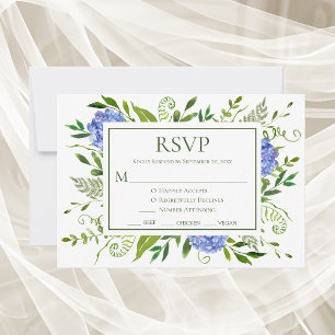 Blue Hydrangeas Wedding RSVP Card