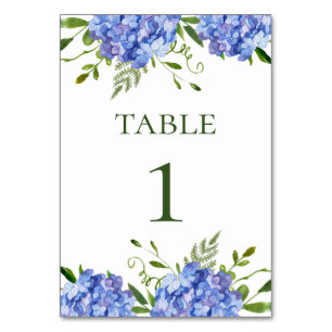 Blue Hydrangeas Wedding Table Number