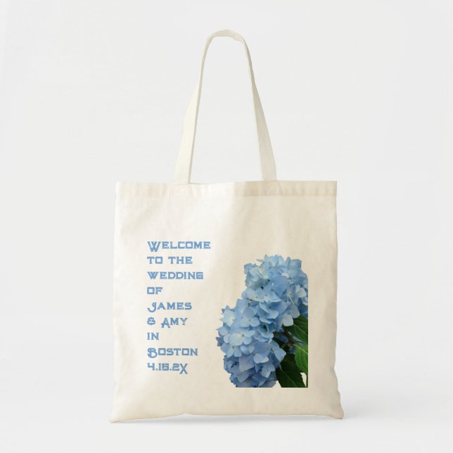 Blue Hydrangeas Wedding Welcome Bag (Front)