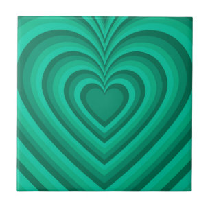 Blue Hypnotic Heart Love Pattern Tile