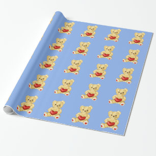 Blue Hypnotising Cute Teddy Bear Pattern Wrapping Paper
