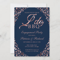 Blue I DO BBQ Engagement Party Invitation