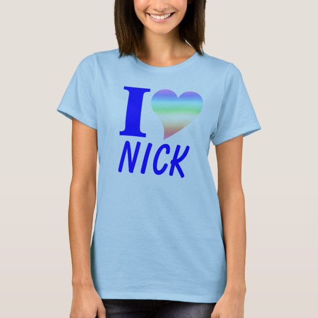 Blue I Heart Nick T-Shirt (Front)