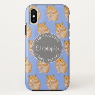 Blue I love Hamsters Hamster Pattern Case-Mate iPhone Case