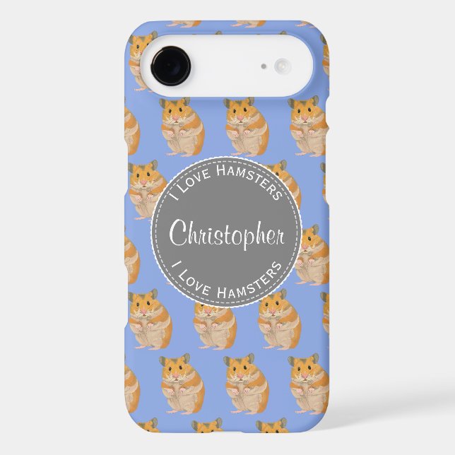 Blue I love Hamsters Hamster Pattern Case-Mate iPhone Case (Back)