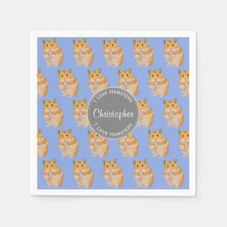 Blue I love Hamsters Hamster Pattern Napkin