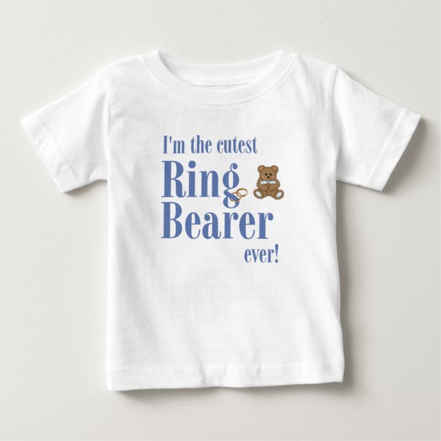 Blue I’m The Cutest Ring Bearer Ever Wedding Baby T-Shirt (Front)