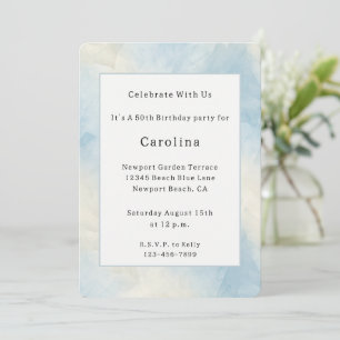Blue Ice Abstract Birthday Invitation