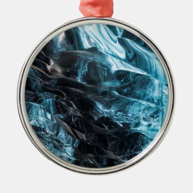 Blue Ice Abstract In Ice Cave Metal Tree Decoration (Front)