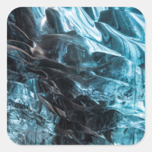Blue Ice Abstract In Ice Cave Square Sticker
