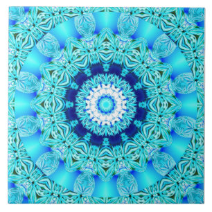 Blue Ice Angel Ring, Abstract Mandala Tile